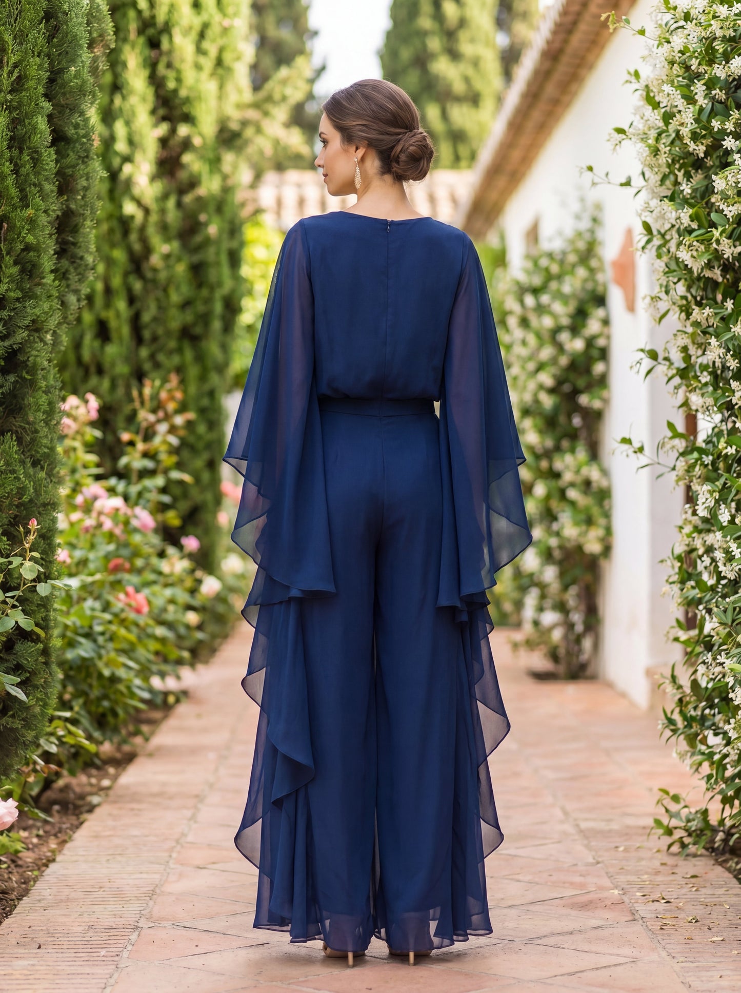 Azzurra | Elegante Completo Due Pezzi in Crêpe