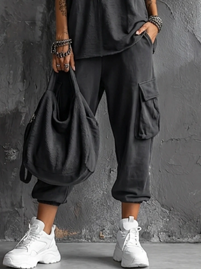 Eleonora | Completo con Gilet Senza Maniche e Pantaloni Cargo Jogger