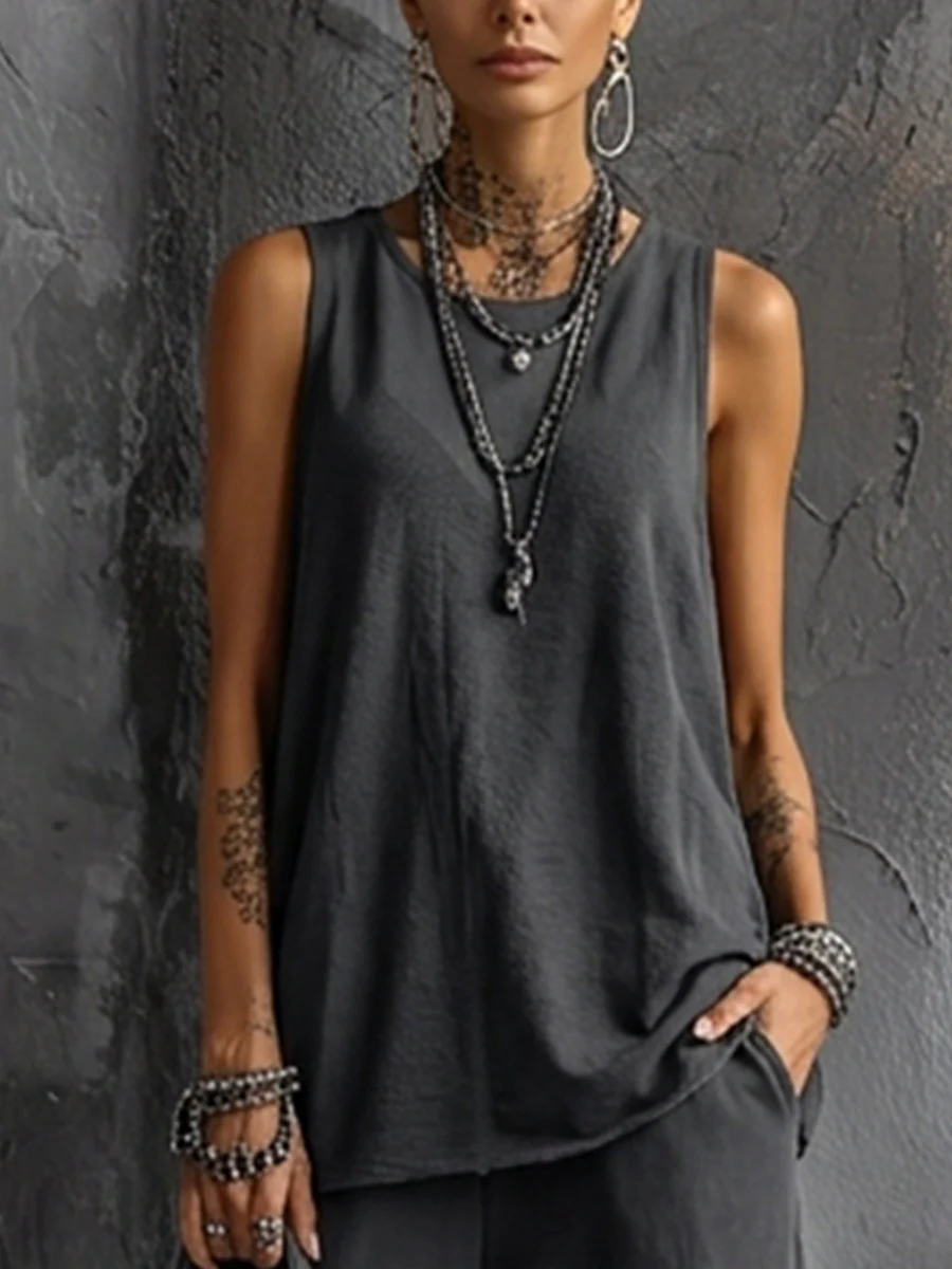Eleonora | Completo con Gilet Senza Maniche e Pantaloni Cargo Jogger