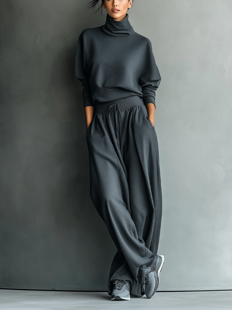 Eleonora | Completo in Maglia con Collo Alto e Pantaloni a Gamba Ampia