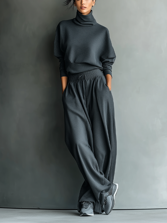 Eleonora | Completo in Maglia con Collo Alto e Pantaloni a Gamba Ampia