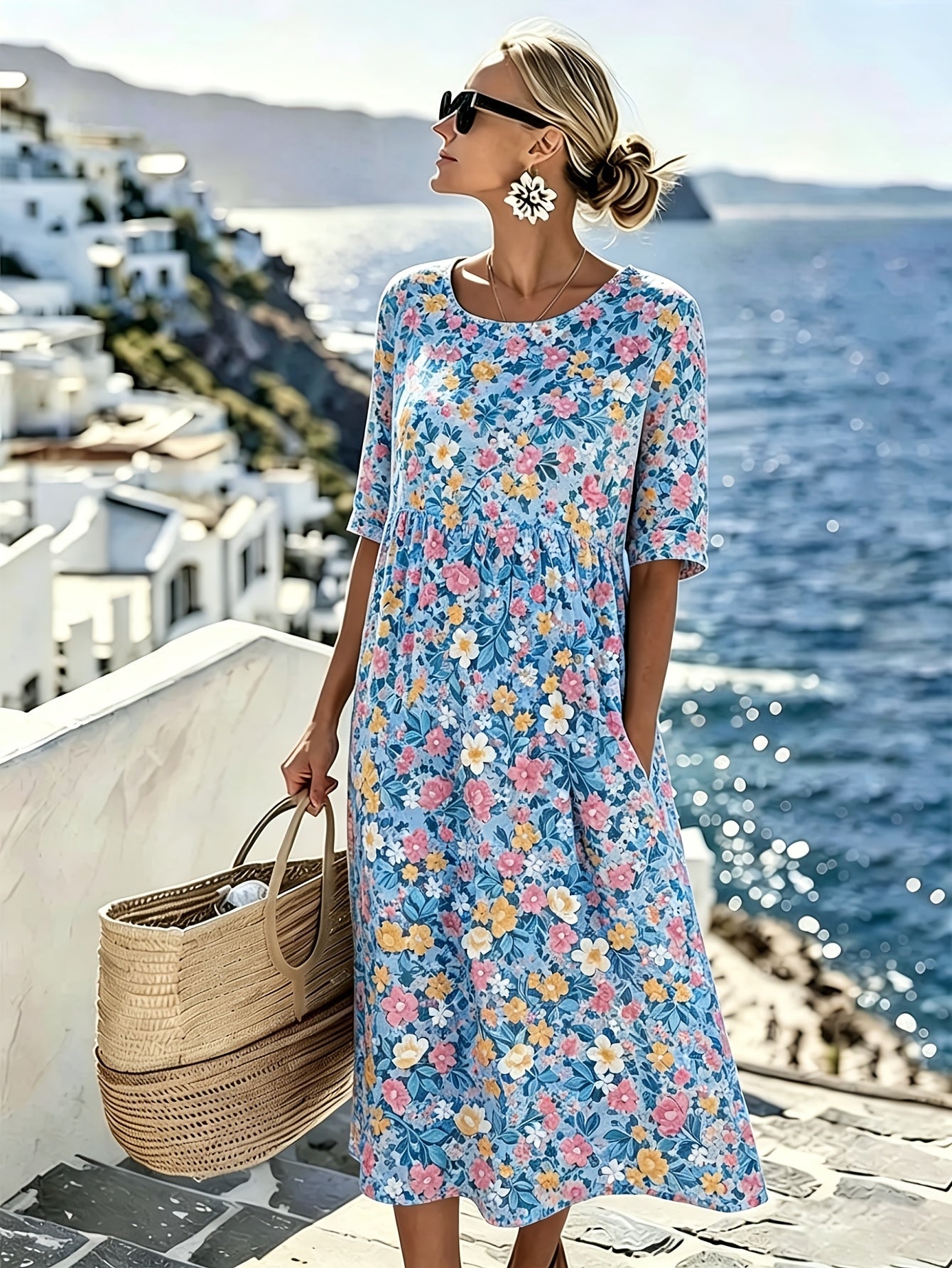 Rebecca | Elegante Abito Midi Floreale Estivo