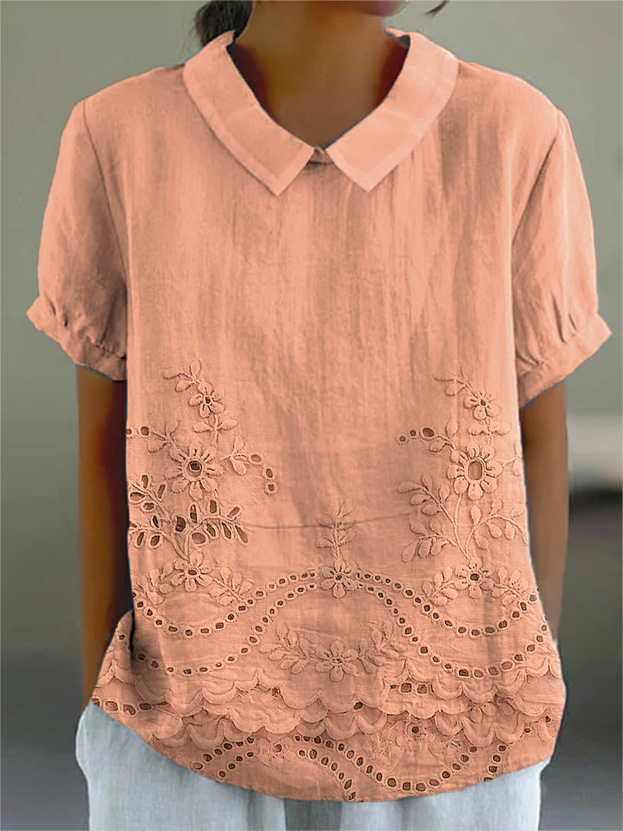 Matilde | Camicia con Motivo Floreale Ricamato