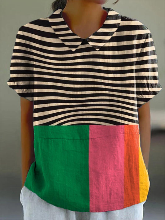Ludovica | Camicia a Righe con Blocchi di Colore