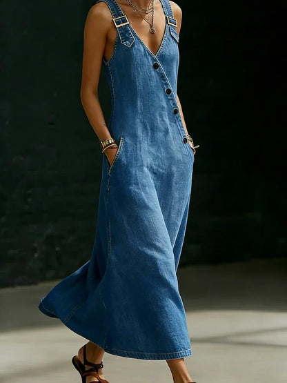 Giada | Abito Lungo in Denim con Bottoni