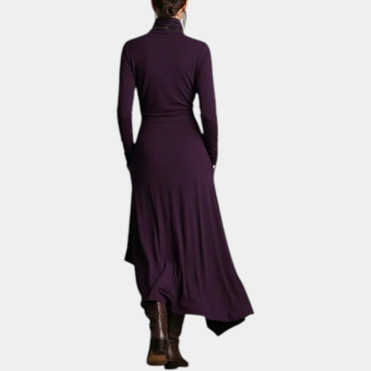 Anna | Abito Maxi Plissettato con Collo Alto