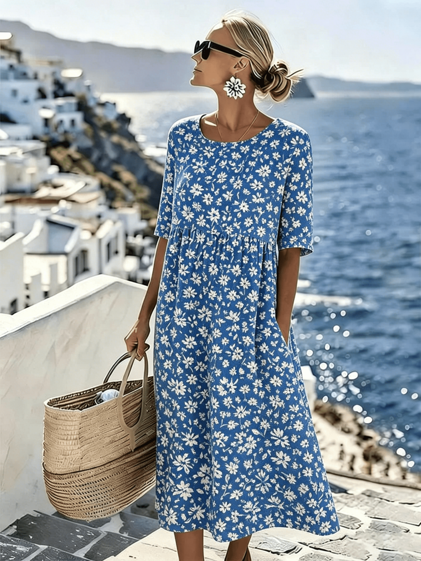 Cristiana | Abito Midi Prato di Fiori Selvatici
