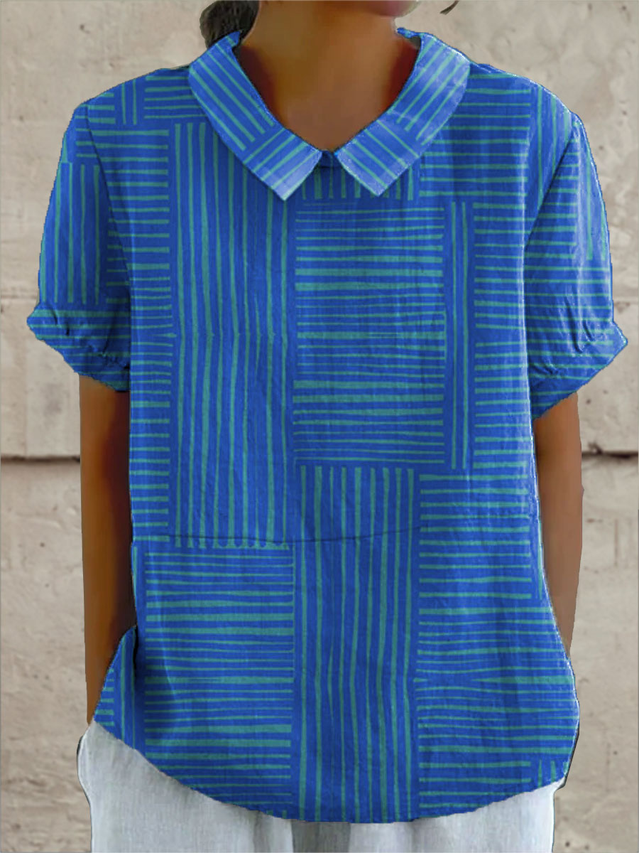 Caterina | Camicia con Motivo Geometrico a Righe