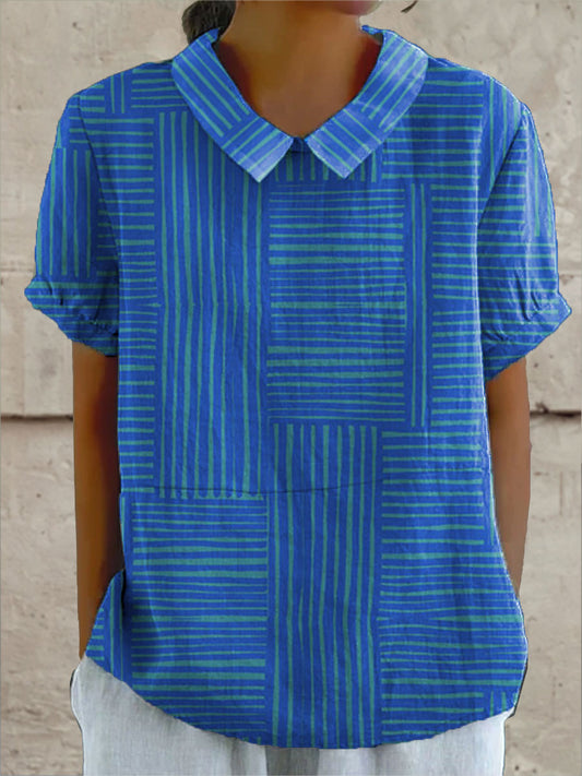 Caterina | Camicia con Motivo Geometrico a Righe