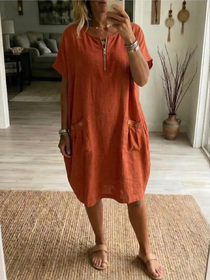 Lucia | Abito Maxi con Zip Frontale
