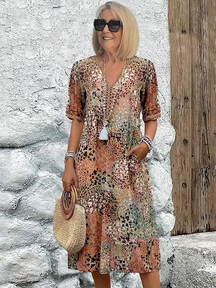 Francesca | Abito Midi Floreale Vivace con Incrocio