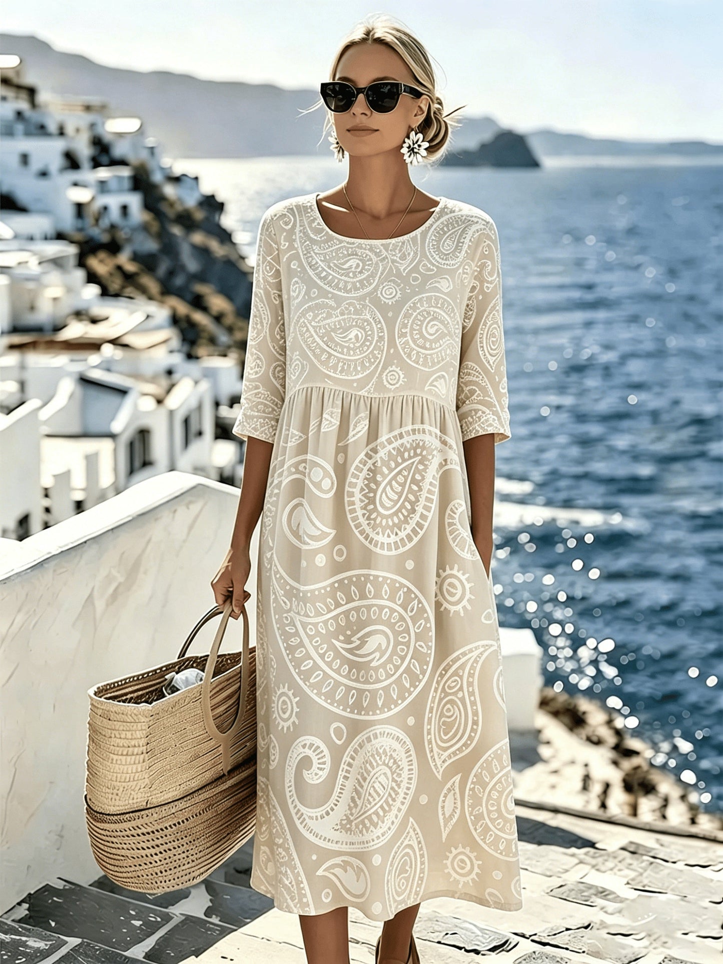 Brunella | Abito Midi Chevron Soleggiato