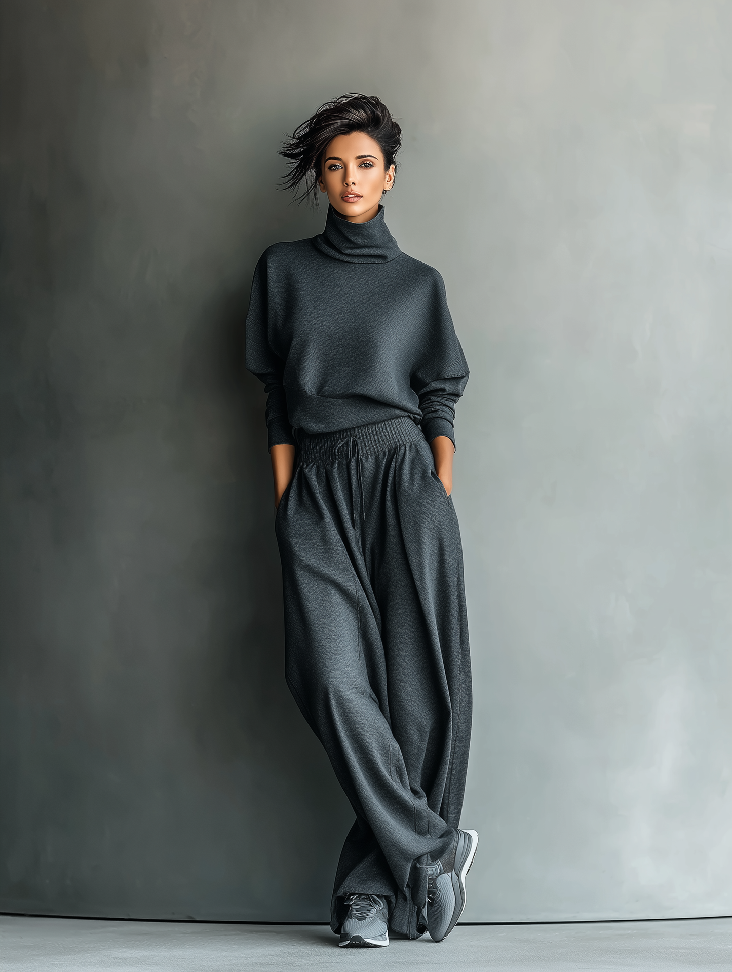 Eleonora | Completo in Maglia con Collo Alto e Pantaloni a Gamba Ampia