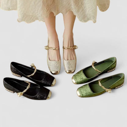 Rosalia | Scarpe Mary Jane Squadrate Testurizzate