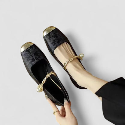 Rosalia | Scarpe Mary Jane Squadrate Testurizzate