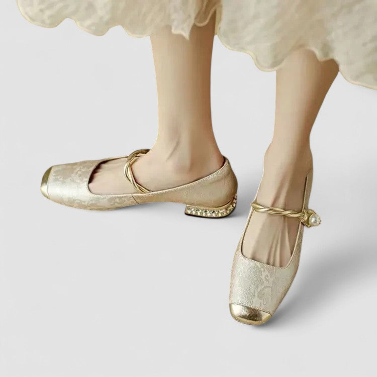 Rosalia | Scarpe Mary Jane Squadrate Testurizzate