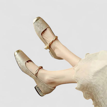 Rosalia | Scarpe Mary Jane Squadrate Testurizzate