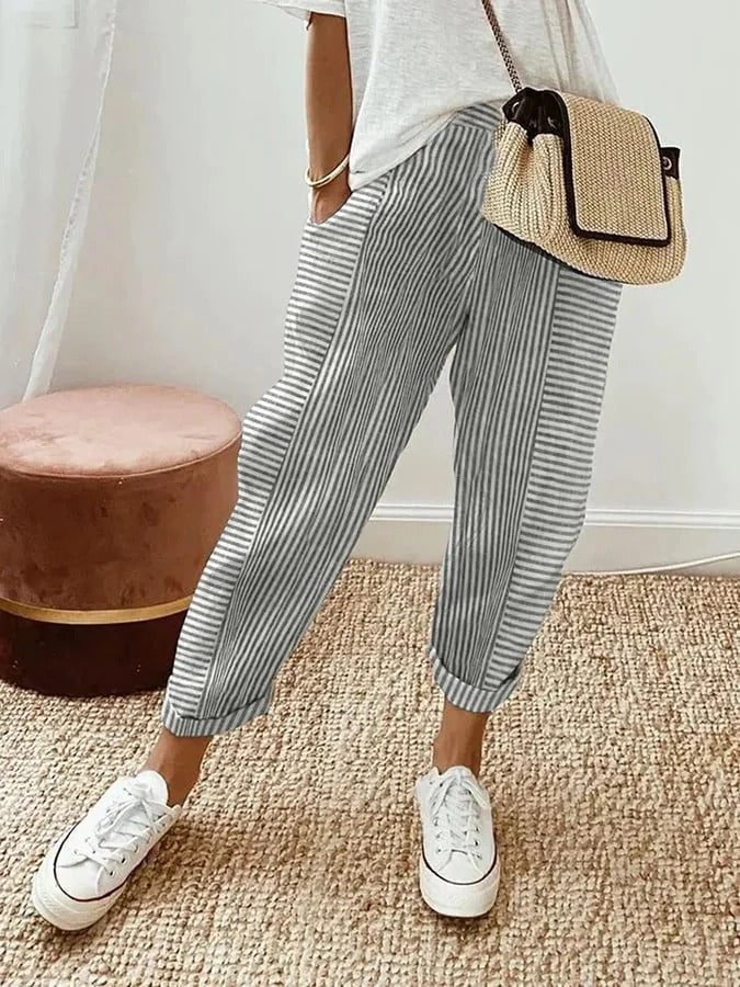 Maria | Pantaloni a Righe Eleganti