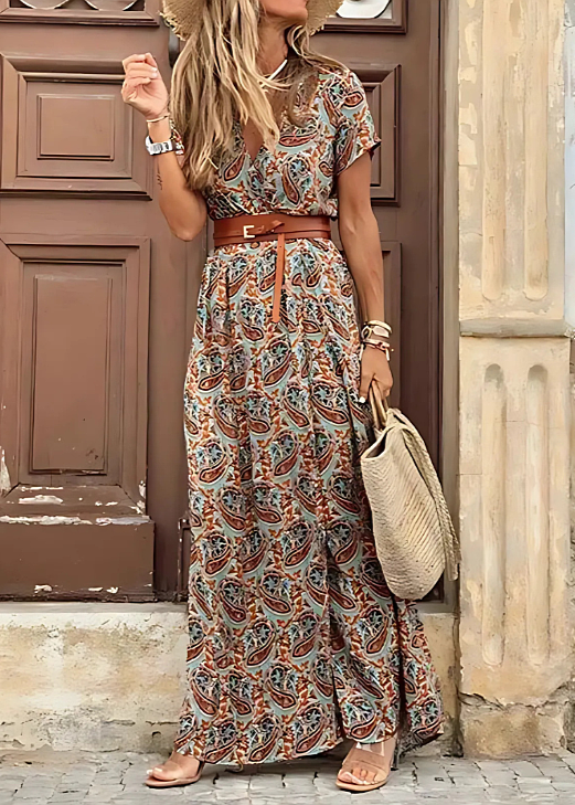 Antonella | Abito Lungo Boho Fluido con Cintura