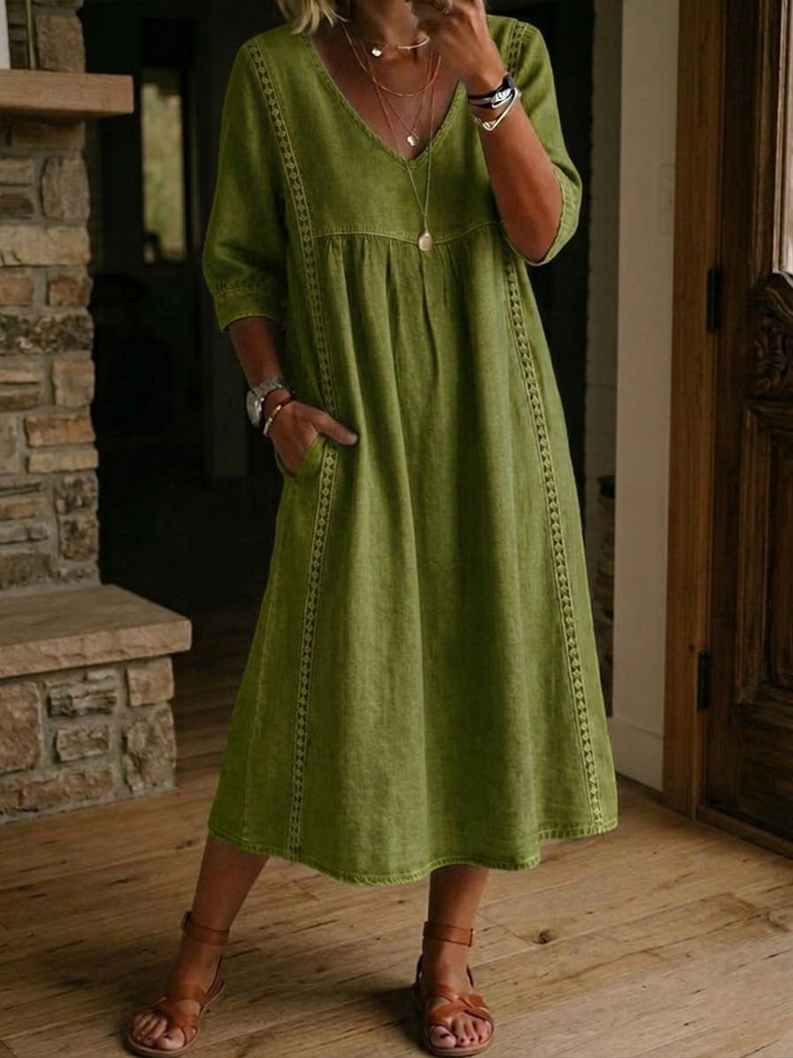 Tatiana | Abito Casual Ampio con Pizzo Patchwork