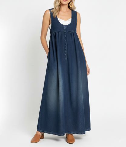 Priscilla | Abito Maxi in Denim Vintage Morbido
