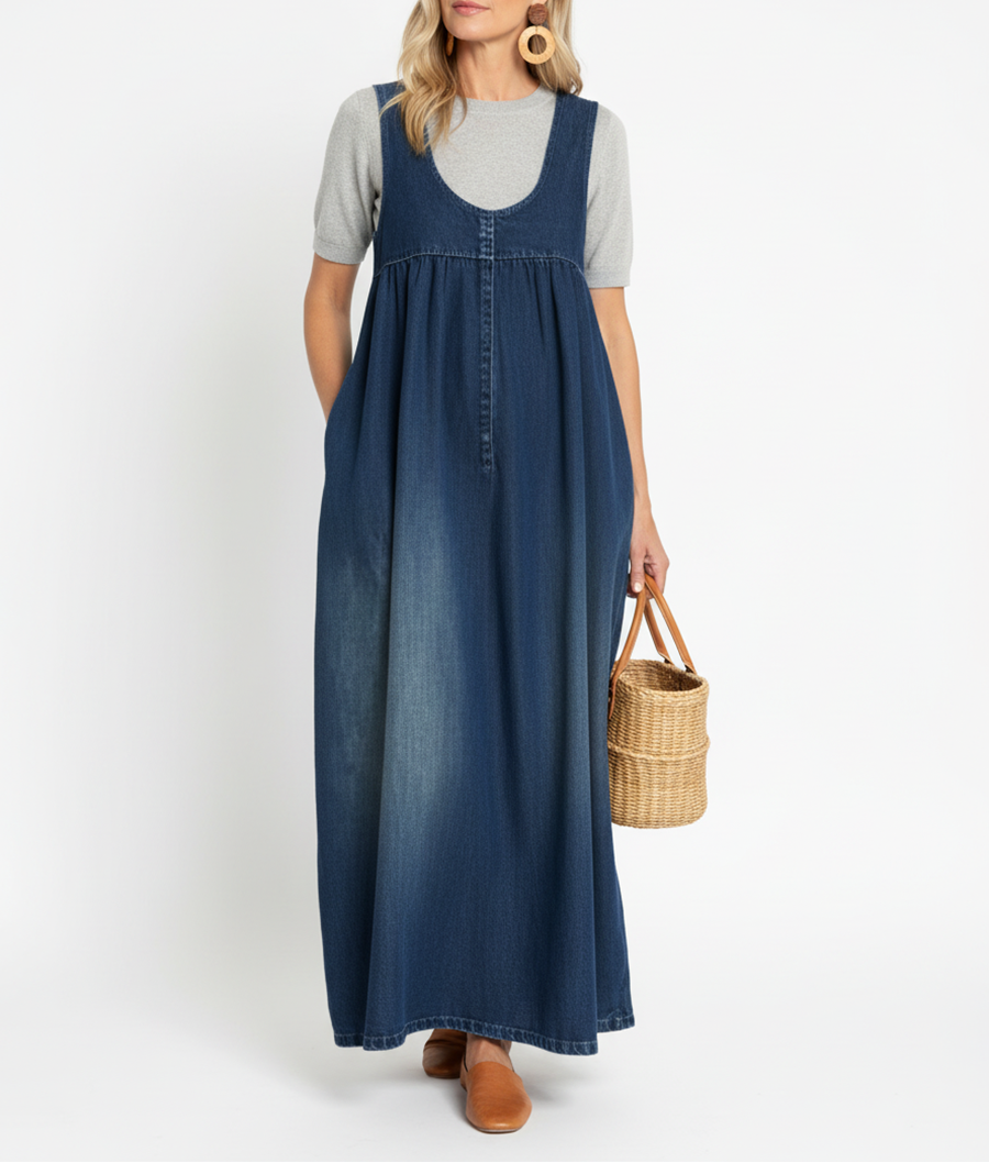 Priscilla | Abito Maxi in Denim Vintage Morbido
