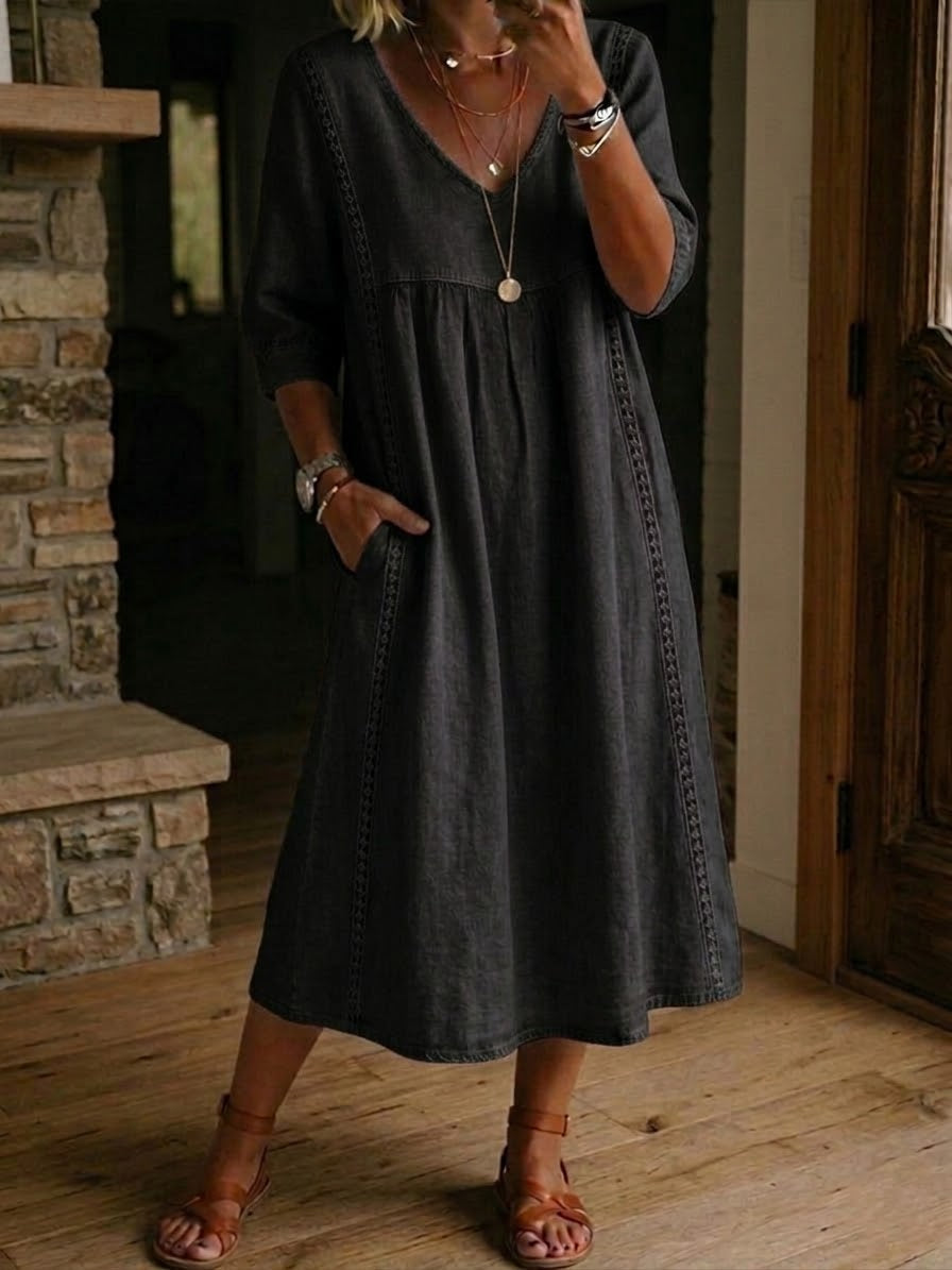 Tatiana | Abito Casual Ampio con Pizzo Patchwork