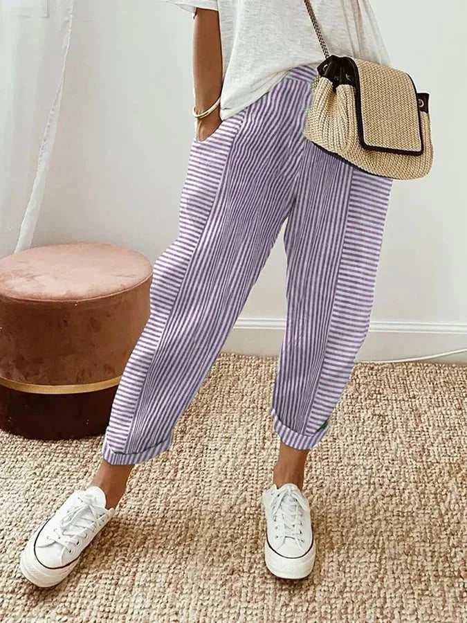 Maria | Pantaloni a Righe Eleganti