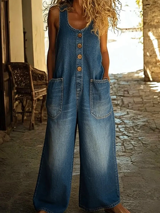 Daniela | Salopette Vintage in Denim Lavato