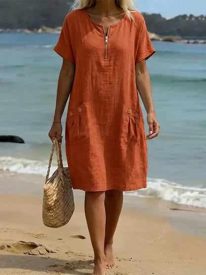 Lucia | Abito Maxi con Zip Frontale