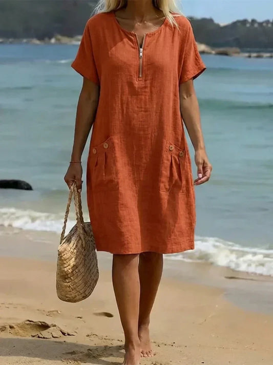 Lucia | Abito Maxi con Zip Frontale